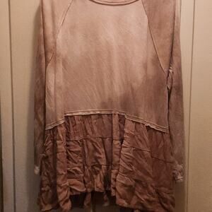 Boho tan / brown tie dye top